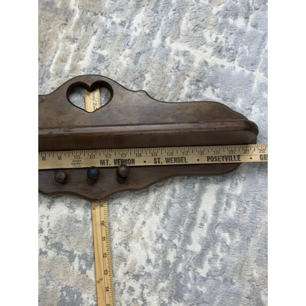 Vintage Wooden Country Hanging Heart Shelf 9” x 23” w/wooden hanging hearts